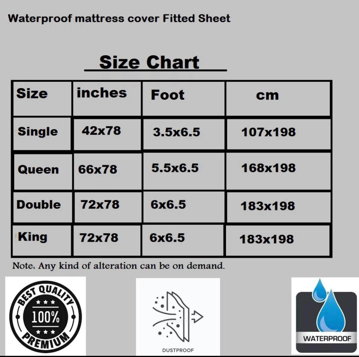 Waterproof/Oilproof Mattress Cover Single, Queen, double bed-King Size, Bed Cover - Fitted Cover - Anti Dust-Mite Hypoallergenic - Can Cover Spring Mattress