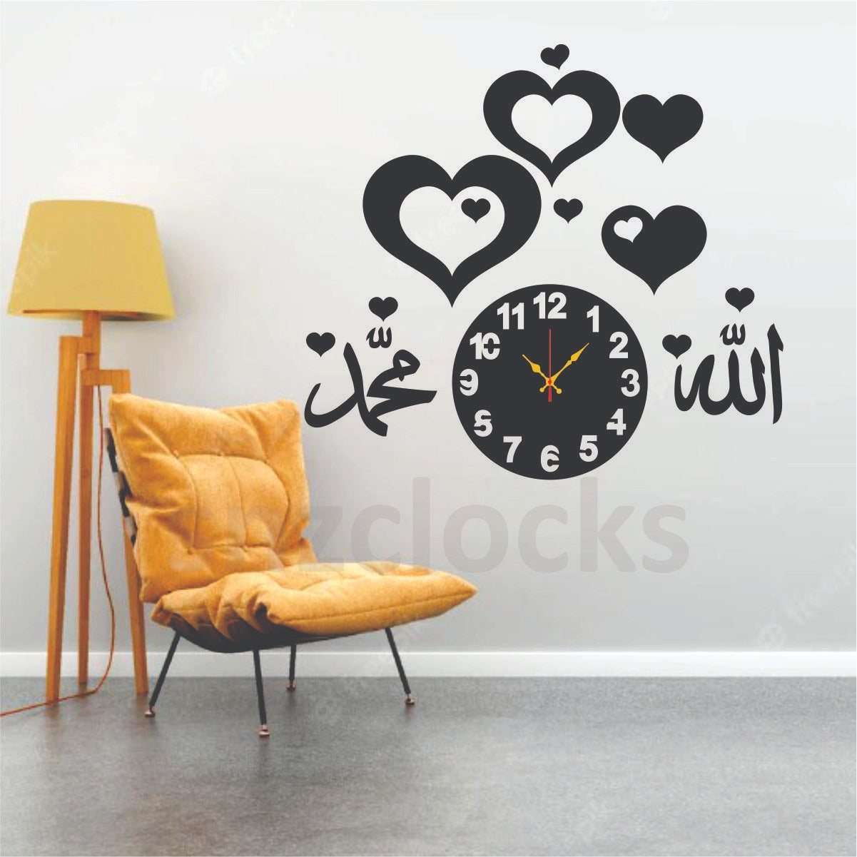 Bismilah Clock, And Butterfly Shelf,Wooden Wall Clock-3D Watch DIY Design Decoration Birds Numeral Quartz For Home Décor Living Room And Offices And For Gifts