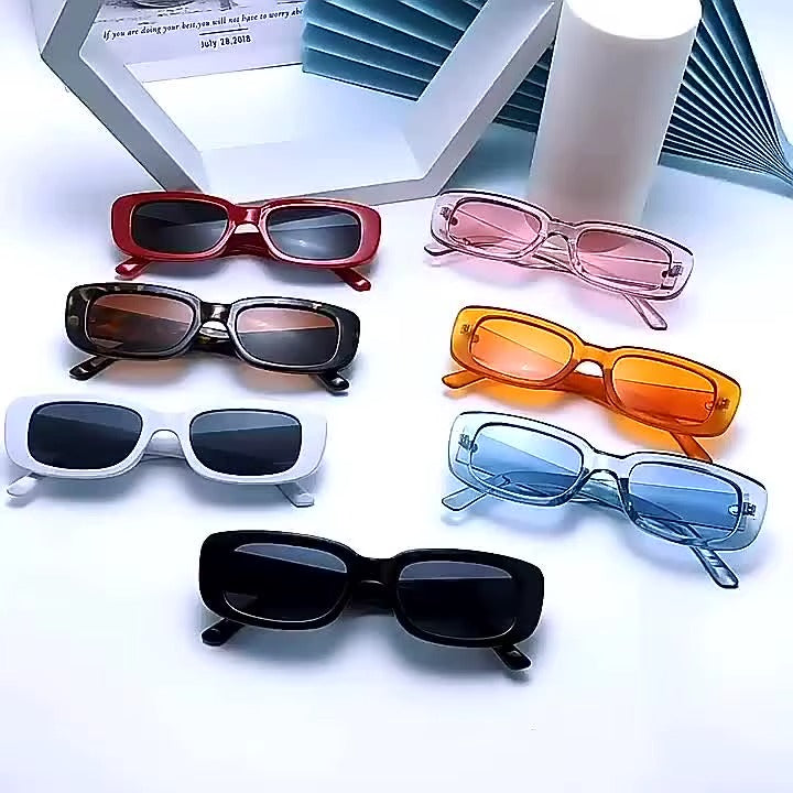 Classic Rectangle Frame Vintage Small Square Sunglasses For Men and Women Stylish UV Protection Eyewear